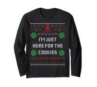 Ugly Christmas Sweater I'm Just Here For The Cookies Manga Larga