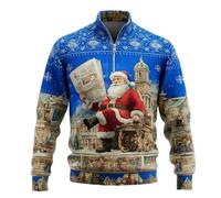 Ugly Christmas Sweater - Jersey navideño para hombre, feo y feo, suéter de Navidad para hombre, divertido suéter de Navidad, azul, 3XL