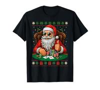 Ugly Christmas Sweater Santa Poker Jugador Divertido Juego Camiseta