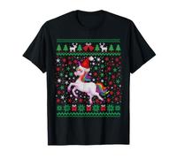 Ugly Christmas Unicorn Santa Hat Funny Xmas Family Camiseta