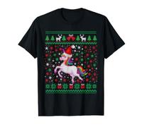 Ugly Christmas Unicorn Santa Hat Funny Xmas Family Camiseta gráfica económica