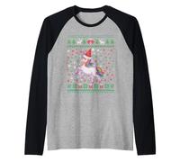 Ugly Christmas Unicorn Santa Hat Funny Xmas Family Camiseta Manga Raglan