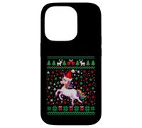 Ugly Christmas Unicorn Santa Hat Funny Xmas Family Carcasa para iPhone 14 Pro