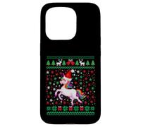 Ugly Christmas Unicorn Santa Hat Funny Xmas Family Carcasa para iPhone 15 Pro