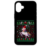 Ugly Christmas Unicorn Santa Hat Funny Xmas Family Carcasa para iPhone 16 Plus