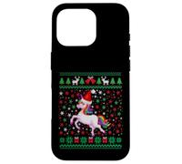 Ugly Christmas Unicorn Santa Hat Funny Xmas Family Carcasa para iPhone 16 Pro