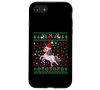 Ugly Christmas Unicorn Santa Hat Funny Xmas Family Carcasa para iPhone SE (2020) / 7/8
