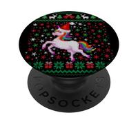 Ugly Christmas Unicorn Santa Hat Funny Xmas Family PopSockets PopGrip Adhesivo