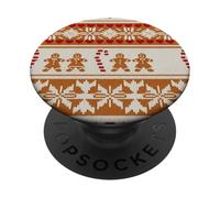 Ugly Sweater Christmas Family, Pan de Jengibre, bastón de Caramelo PopSockets PopGrip Adhesivo