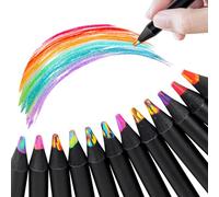 Ugmic Juego de 12 lápices de colores para niños, 7 en 1, arco iris, suministros de arte más gruesos para adultos, dibujo, colorear, esbozar, escuela, aula
