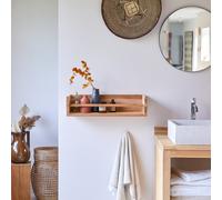 Ugo - Estantería mural de baño en teca maciza de 60 cm H 15 x B 60 x T 20 cm