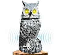 Ugold Búho de nieve alimentado con energía solar con ojos brillantes cabeza giratoria Hoots realistas detección y modo silencioso escultura de jardín decoración para el hogar jardín patio y césped