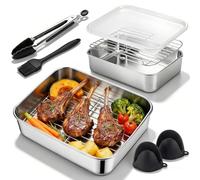 Ugotit Airfryer - Fuente de horno para freidora de aire caliente de acero inoxidable 304 con 2 tapas y 2 rejillas, para Ninja Airfryer Dual Zone AF400EU/AF451EU/AF500EU/AF300EU/DZ400EU, Ninja Freidora