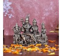 UGRA Brass Shiv Parivar Idol - Estatua familiar Shiv de 9 cm con Parvati, Ganesha, Kartikeya, Nandi y Shivling | Shiv Parvati Murti para decoración de templo y Pooja