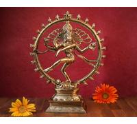 UGRA Estatua de Shiva Nataraja bailando grande, estatua de Shiva Natraj bailando, escultura de latón de tamaño grande de 13.5 pulgadas, figura de Shiv Nataraj.
