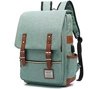 UGRACE mochila vintage para portátil con puerto de carga USB, bolsa de hombro para hombres y mujeres, se adapta a MacBook de hasta 15.6 pulgadas en color negro verde verde