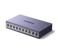 UGREEN 10 Puertos Gigabit PoE LAN Switch con 8 PoE Switch + 2 Gigabit-Uplink 60W Potencia Total para Todos los Puertos PoE, Switch de Red para NVR, Cámaras IP, No Gestionado con Carcasa Metálica