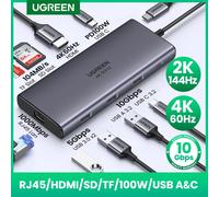UGREEN 10Gbps USB C HUB 4K60Hz tipo C a HDMI RJ45 PD100W SD y TF adaptador USB para Macbook iPad Samsung accesorios para ordenador portátil acoplamiento 5-in-1 USB2.0