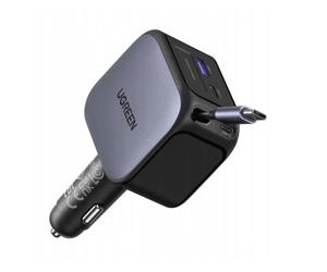 Ugreen 145w 3c1a fast car charger with retractable usb-c cable