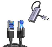 UGREEN 2.5G Adaptador Ethernet USB 3.0 a RJ45, Tarjeta de Red 2500 Mbps Cable de Red Ethernet Cat 8 LAN 40Gbps 2000MHz