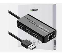 Ugreen 20264 Adaptador De Usb-A Ethernet Con Cubo USB 2.0A 3 Puertas Cable 20cm