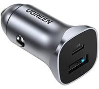 UGREEN 20W Cargador Coche USB C USB A Puerta Doble, Cargador Mechero Carga Rápida PD 3.0 20W + QC 3.0 18W, Compatible con iPhone 15,14,13 Plus Pro MAX, Galaxy S23,S22, Pixel 7,6