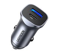 UGREEN 20W Cargador Coche USB C USB A Puerta Doble, Cargador Mechero Carga Rápida PD 3.0 20W + QC 3.0 18W, Compatible con iPhone 15,14,13 Plus Pro MAX, Galaxy S23,S22, Pixel 7,6
