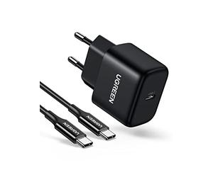 UGREEN 25W Cargador USB C Rápido Cargador Tipo C Retracompatible 20W Admite PPS PD 3.0 QC4.0 con 2M Cable Compatible con Galaxy S22 S21 S20 Note 20 Note 10 Note 9 iPhone 13 12 Xiaomi Mi11