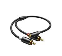UGREEN 2RCA Macho a Jack 3.5mm Hembra Adaptador RCA en Y 25cm | para HiFi Sistema Cable Audio Estéreo para Amplificador Altavoces Tocadisco Mezclador TV MP3 Móvil Tablet PC