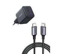 UGREEN 30W GaN Cargador USB C con 3 Puertos y 60W Cable USB C