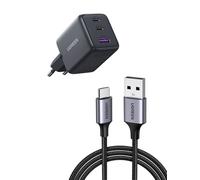 UGREEN 30W GaN Cargador USB C con 3 Puertos y Cable USB A-C 0.5M