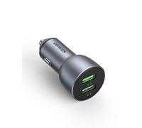 UGREEN 36W Cargador Coche Carga Rápido, Cargador Doble USB QC 3.0 Cargador de Coche, Mini Cargador Movil Coche de Aluminio Compatible con Xiaomi Redmi 10 Redmi Note 9 iPhone 13 12 XS Galaxy S21 S20