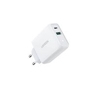 UGREEN 36W Cargador USB C PD 3.0 y USB QC 3.0, Cargador Tipo C Carga Rapido Retracompatible 30W 20W Compatible con iPhone 14 13 12 X SE 3 iPad Pro MacBook Air Galaxy S22 Xiaomi Mi11 Redmi 10-Blanco