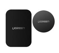 Ugreen 3M - Placa metálica magnética redonda y cuadrada para soporte de smartphone con cinta adhesiva de doble cara, juego de 2 piezas, color negro