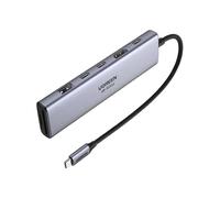 Ugreen 45521 Adaptador multipuerto 7 en 1 USB-C Hub 4K HDMI con 100W PD, 2 USB- C 3.0, USB 3.2 y lector de tarjetas SD/TF 104 mb/s