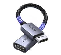 UGREEN 4K Adaptador DisplayPort a HDMI Unidireccional Convertidor DP Macho a HDMI Hembra 4K 30Hz 2K 60Hz 1080P 120Hz Aluminio Compatible con Portátiles Monitores Tarjetas Gráficas Televisores