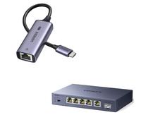 UGREEN 5 Puertos 2,5G Ethernet Switch y 1 Puerto 10G SFP+ Conmutador Ethernet Non Gestionado Carcasa Metálica Protección contra Rayos de 4KV, Compatible con PC, NAS y Cámara