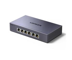 UGREEN 6 Puertos Gigabit PoE Switch con 4 Puertos PoE+ con Protocolos IEEE 802.3AT / AF y PD, Protección 6KV, VLAN, Plug y Play, Largo Alcance hasta 250M, hasta 30W para Cada Puerto