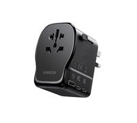 UGREEN 65W Adaptador de Viaje con 2*USB-C, 1*USB-A, Enchufe 4 en 1 (EU/UK/US/AU), Tecnología GAN, Compacto y Seguro, Ideal para Viajes de Negocios y Vacaciones en Más de 200 Países y Regiones