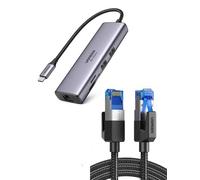 UGREEN 7 en 1 Hub USB C Ethernet Gigabit con Cat 8 Cable Ethernet