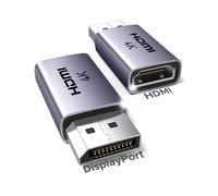UGREEN Adaptador DisplayPort a HDMI Unidireccional 4K 30Hz 2K 60Hz 1080P 120Hz Convertidor DP Macho a HDMI Hembra Carcasa de Aluminio Compatible con HP DELL PC Monitor TV Proyectores,2 Piezas