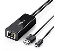 UGREEN Adaptador Micro USB a Ethernet RJ45 Convertidor de Red LAN 100Mbps Conversor con Cable de Carga 1M Compatible con TV Stick 4K Max/4K/3/2 Google Chromecast 3/Ultra/2/1