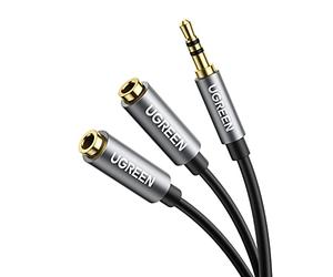 UGREEN Adaptador para Dos Auriculares HiFi Estéreo Cable Divisor de Audio Duplicador Jack 3.5 mm 1 Macho a 2 Hembra Minijack Y Splitter para Altavoces Tablet Móvil MP3 (20cm)