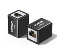 UGREEN Adaptador RJ45 10Gbps Conector de Extensión LAN Acoplador para Gigabit Acoplamiento de Cable Ethernet Cat7/ Cat6/ Cat5e (Negro,2 Piezas)