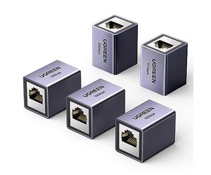 UGREEN Adaptador RJ45 Conector de Extensión LAN Acoplador | 10Gbps, para Gigabit, Acoplamiento de Cable Ethernet Cat7/ Cat6/ Cat5e, Gris, 2 Pieza