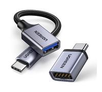 UGREEN Adaptador Tipo C a USB 3.0 2 Pack Aluminio OTG 5Gbps para iPhone 16 Plus Pro MAX MacBook Air iPad Galaxy S24 S23 Note 20 Huawei Mate (Gray)