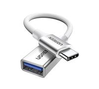 UGREEN Adaptador USB a Tipo C 3.0 Cable OTG de Aluminio Nylon 5Gbps Compatible con iPhone 17 Pro MAX Air MacBook Pro iMac iPad Galaxy S25 Carplay Laptop (Plata)