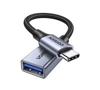 UGREEN Adaptador USB a Tipo C 3.0 Cable OTG de Aluminio Nylon 5Gbps Compatible con iPhone 17 Pro MAX Air MacBook Pro iMac iPad Galaxy S25 Carplay Laptop (Gray)