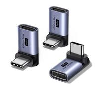 UGREEN Adaptador USB C 40Gbps 3 Piezas Adaptador USB C Macho a Hembra Ángulo Recto 90 Grados 240W Carga Rápida 8K 60Hz Compatible con iPhone 17 16 Plus Pro Air MAX MacBook Air iPad Galaxy S25