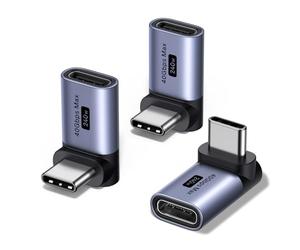 UGREEN Adaptador USB C 40Gbps 3 Piezas Adaptador USB C Macho a Hembra Ángulo Recto 90 Grados 240W Carga Rápida 8K 60Hz Compatible con iPhone 17 16 Plus Pro Air MAX MacBook Air iPad Galaxy S25
